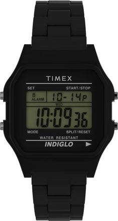 Timex 80 36mm Glossy Black Resin Bracelet Mens Watch