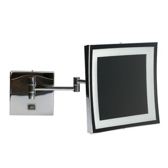 Leds - C4 Espejo De Aumento Para Maquillaje Con Luz Led. Espejo Retroiluminado Cuadrado Con Iluminaci&oacute;n Para Ba&ntilde;o Con Brazo Extendible Y Ajustable. Cromo