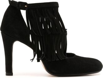 Sarah Chofakian Jean 75mm fringed pumps - women - Calf Leather - 37 - Black