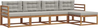 vidaXL Conjunto De Sof&aacute;s De Exterior 5 Uds. Gris Natural Y Claro Vidaxl