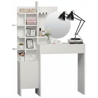 Dmora Consolle Pago, Specchio Incluso, 2 Ripiani, 35x71.5x83h cm Bianco