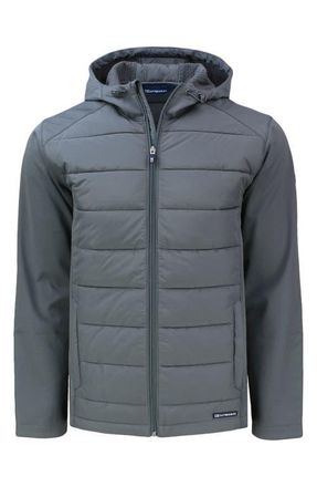 Cutter & Buck Evoke Hybrid Softshell Hooded Jacket in Elemental Grey at Nordstrom, Size Xxx-Large