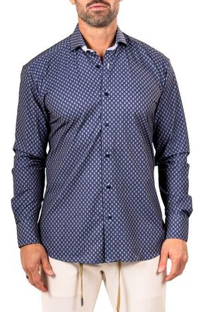 Maceoo Eins Marthy Contemporary Fit Button-Up Shirt in Black at Nordstrom, Size 5