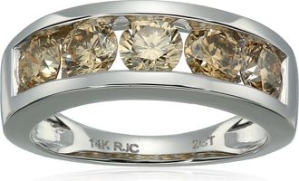 Vir Jewels 2 cttw 5 Stones Champagne Diamond Wedding Band 14K Gold Channel