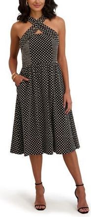 Kensie Embroidered Halter Dress in Black/Ivory at Nordstrom Rack, Size 12