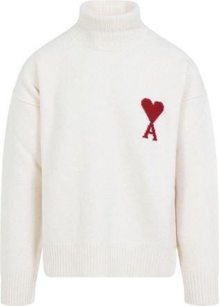 Ami Logo Wool Sweater - Off-White