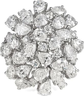 Rewind platinum Cocktail Cluster Dome diamond ring - Silver