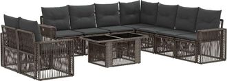 vidaXL Conjunto De Sof&aacute;s De Jard&iacute;n 10 Uds. Gris Y Gris Oscuro Vidaxl