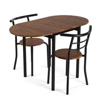 VERSA Set de mesa y 2 sillas en madera aglomerada negro