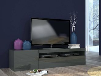 Dmora Mueble De Televisi&oacute;n Dmont&ugrave;, Aparador Bajo Para Sal&oacute;n, Base Soporte Tv, 100% Made In Italy, Cm 150x40h37, Antracita Brillo - Dmora