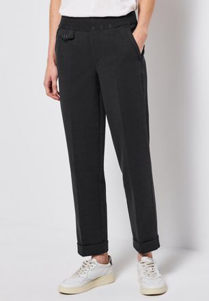 Street One Chinohose STREET ONE, Damen, Gr. 44, L&auml;nge 28, schwarz, Web, Obermaterial: 53% Polyester, 22% Polyamid, 22% Viskose, 3% Elasthan, unifarben, regular f