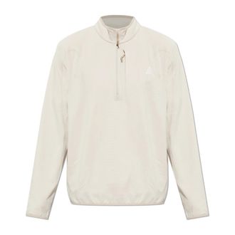 Nike Fitness, Heren, Beige, XL, Polyester, Sweatshirt met opstaande kraag
