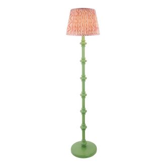 Netlighting Carnaby Green Floor Lamp Pink Fabric Ripple Shade 35cm B22