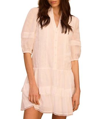 Mint Velvet Ramie Ruffle Mini Dress in Ivory at Nordstrom, Size 10