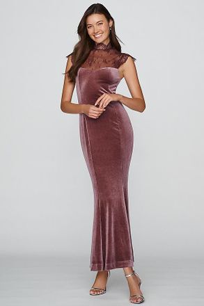 BHLDN Lace High-Neck Velvet Maxi Dress