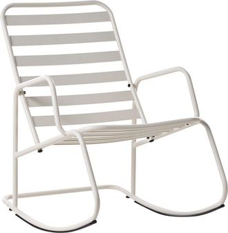 Beliani Sedia a dondolo da giardino moderna in metallo Design a doghe per esterni Alluminio bianco sporco Turi