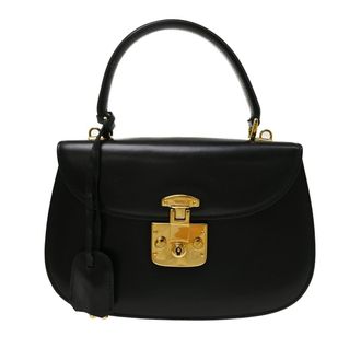 Gucci Lady Lock Satchel Leather Black Leather Handbag (Pre-Owned)
