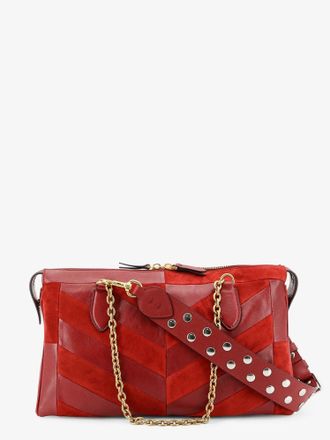 Valentino Garavani Womens Crossbody Bag Panthea Red Suede-Leather Shoulder Suede/leather