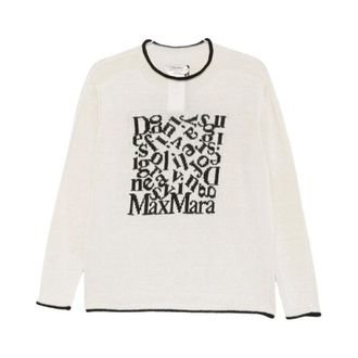 Max Mara Round-neck Knitwear, female, White, Size: XS Round-neck Sweater