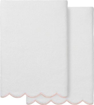 Linum Home Textiles 100% Turkish Cotton Adornia Scallop 2Pc Bath Towel Set