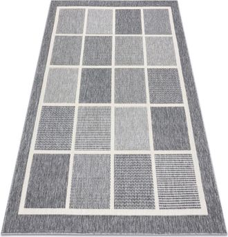RugsX Rugsx - Carpet spring 20426332 squares frame sisal, looped - grey grey 140x200 cm