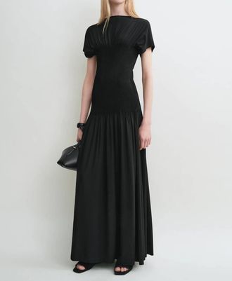 Toteme Knife-Pleated Jersey Dress In Black