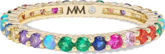 Melinda Maria The Baby Heiress Rainbow Cubic Zirconia Band Ring in Gold-Rainbow at Nordstrom, Size 10