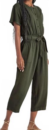 Splendid Ray Tie Waist Jumpsuit In Olive Green