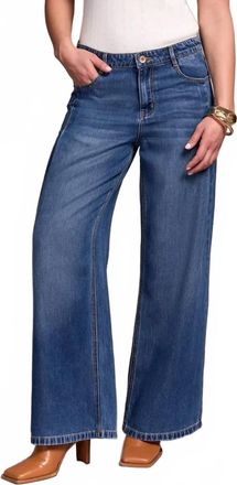 Tribal Audrey Pleated Wide Leg Jeans In Bluebliss