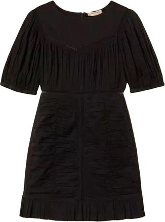 Twinset Korte Jurk - Dames - Korte kleedjes - Zwart - L - Katoen - Kleedjes