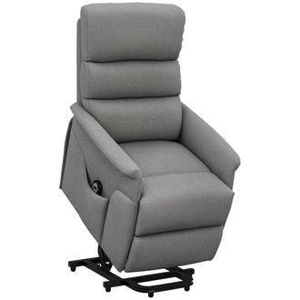 HOMCOM Sill&oacute;n Reclinable Con Mecanismo De Elevaci&oacute;n Asistida, Respaldo Y Reposapi&eacute;s Ajustables, Carga M&aacute;xima 120 Kg, Dimensiones 66 X 90 X 96 Cm, Color Gris