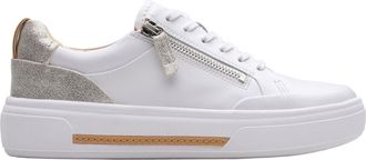 Clarks Womens Hollyhock Zip Shoes, Silver Combi Lea, 9.5 Wide