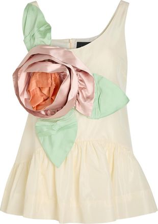 Simone Rocha Simone Rocha Rosette Appliqu&eacute;d Peplum-hem Taffeta top - Cream - 14 (UK14 / L)