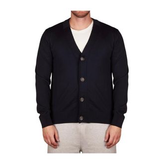 Alpha Studio Cardigan in lana Merino a 4 bottoni - - Knitwear - Uomo - Blu - M