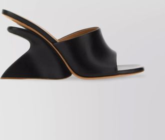 Off-white leather wedge mules