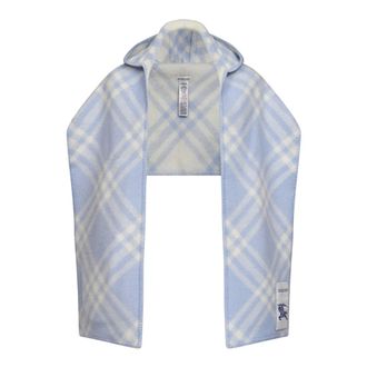 Burberry Bufanda con capucha de lana a cuadros - Accessories - Mujer - Azul - ONE SIZE