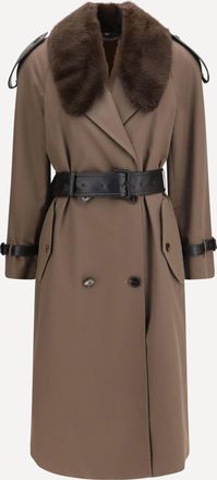 Burberry Long cotton Trench Coat with buffalo leather collar Female 8