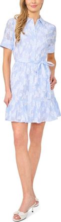 CeCe by Cynthia Steffe Tie Waist Shirtdress in Blue/ultra White at Nordstrom, Size 00
