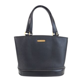 Burberry Black Leather Handbag Tote Bag (Pre-Owned)