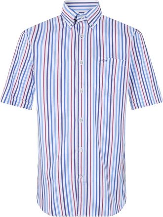 Paul & Shark Licht Gestreept Shirt - Heren - Korte mouwen Overhemden - Blauw - S - Katoen - Overhemden