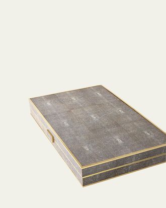 Aerin Chocolate Faux Shagreen Backgammon Set