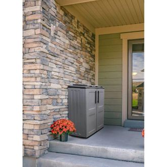 Dmora Armario De Basura Para Exteriores O Internos, Puerta M&oacute;vil 3 Bolsas A 2 Puertas Para Colecci&oacute;n Separada, 100% Made In Italy, 68x37h84 Cm, Color Gris -