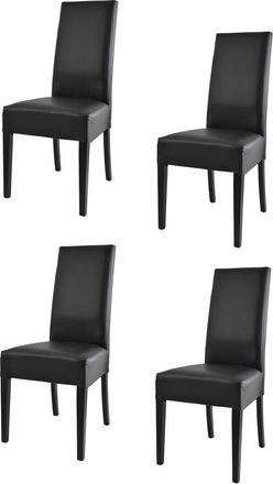 Tommychairs Tommychairs 4 Sillas Glory En Haya, Asiento En Polipiel Negro