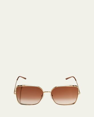 Cartier Oversized Rectangle Metal Sunglasses