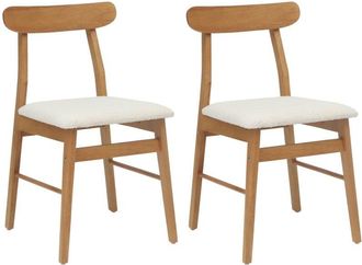 vidaXL Silla De Comedor 2 Pcs Natural Y Claro Madera De Caucho S&oacute;lido Vidaxl