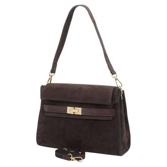 Estro & Luminara Shoulder Bags, female, Brown, Size: ONE SIZE Velour Shoulder Bag