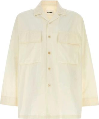 Jil Sander Ivoor Katoenen Overhemd voor Mannen - Heren - Casual Overhemden - Beige - M - Katoen - Overhemden
