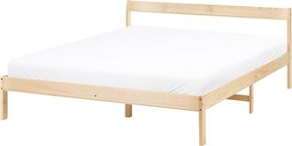 Beliani Cama Con Somier Estilo Minimalista De Madera De Pino 140 X 200 Cm Marr&oacute;n Claro Madone
