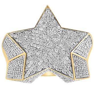Pompeii3 2Ct Diamond Mens 10k Yellow Gold Star Ring