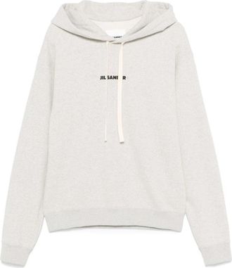 Jil Sander Grijze Logo Sweatshirt met Trekkoordcapuchon - Heren - Hoodies - Grijs - S - Katoen - Hoodies & sweatvesten